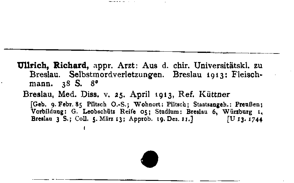 [Katalogkarte Dissertationenkatalog bis 1980]