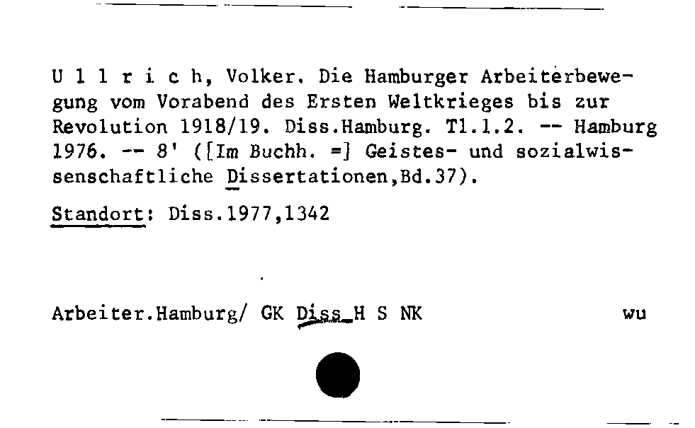 [Katalogkarte Dissertationenkatalog bis 1980]