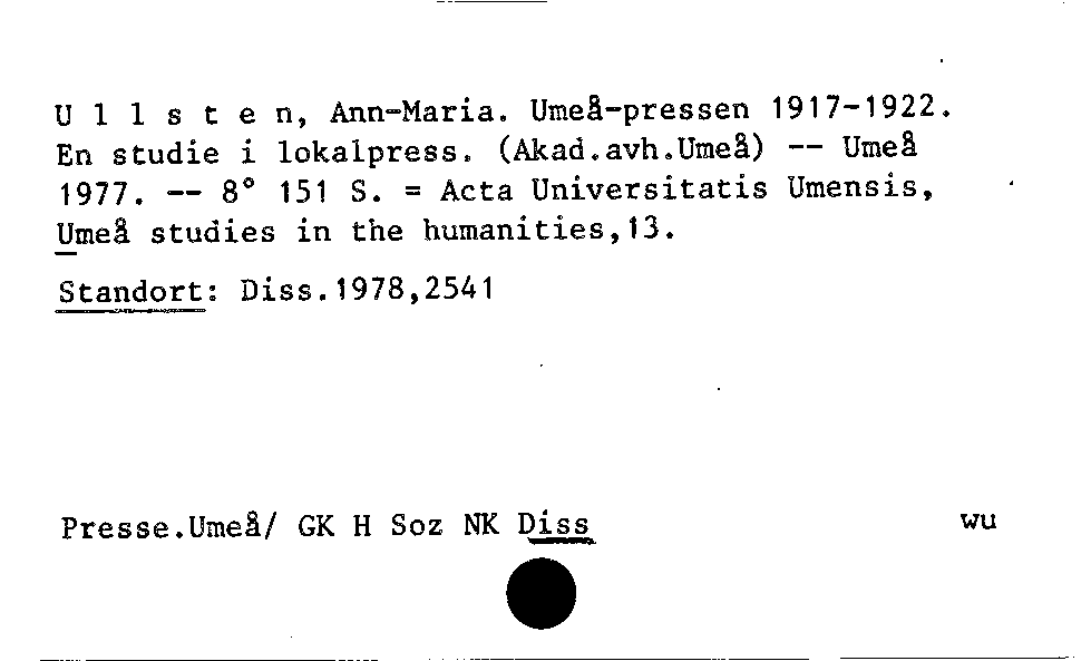 [Katalogkarte Dissertationenkatalog bis 1980]