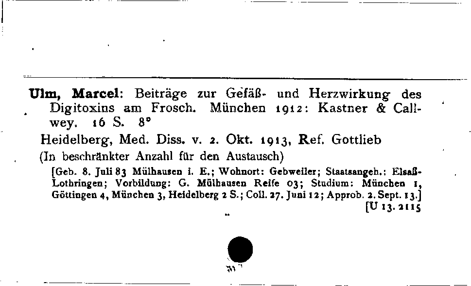 [Katalogkarte Dissertationenkatalog bis 1980]