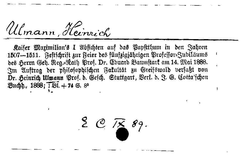 [Katalogkarte Dissertationenkatalog bis 1980]