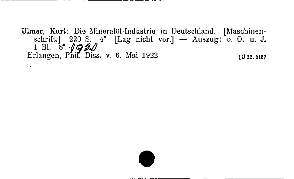 [Katalogkarte Dissertationenkatalog bis 1980]