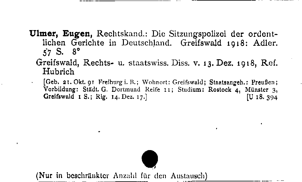 [Katalogkarte Dissertationenkatalog bis 1980]