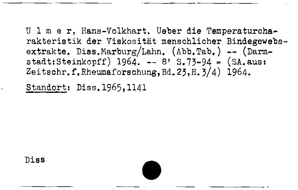 [Katalogkarte Dissertationenkatalog bis 1980]