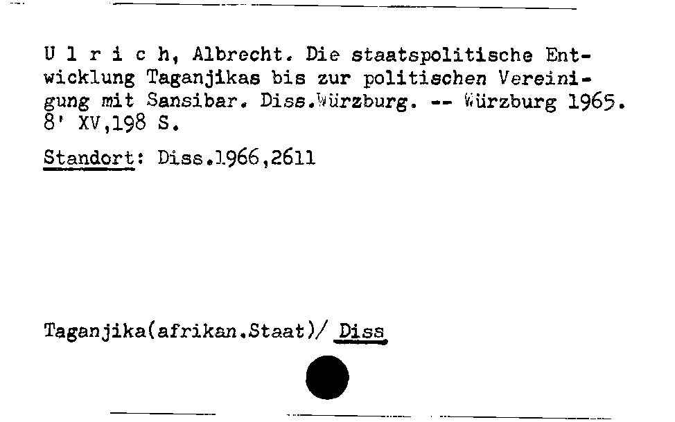 [Katalogkarte Dissertationenkatalog bis 1980]