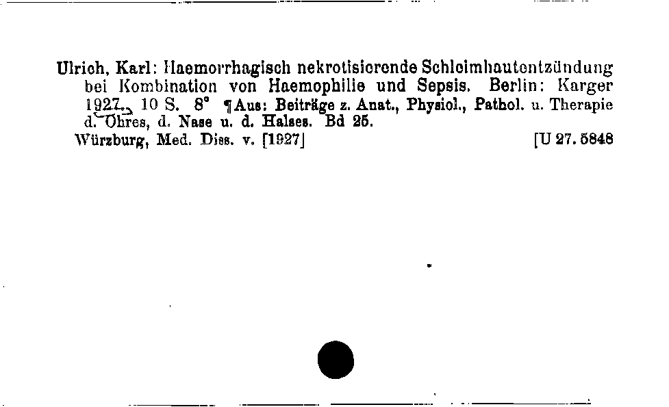 [Katalogkarte Dissertationenkatalog bis 1980]