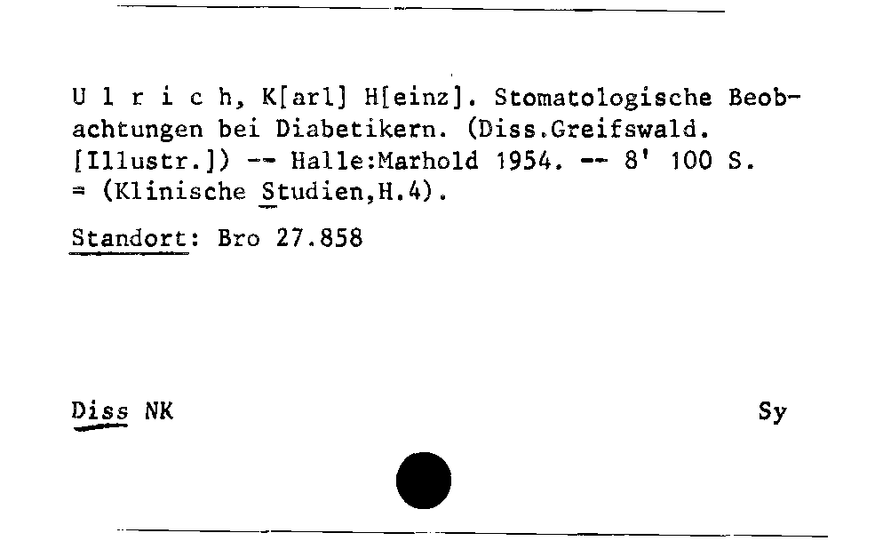 [Katalogkarte Dissertationenkatalog bis 1980]