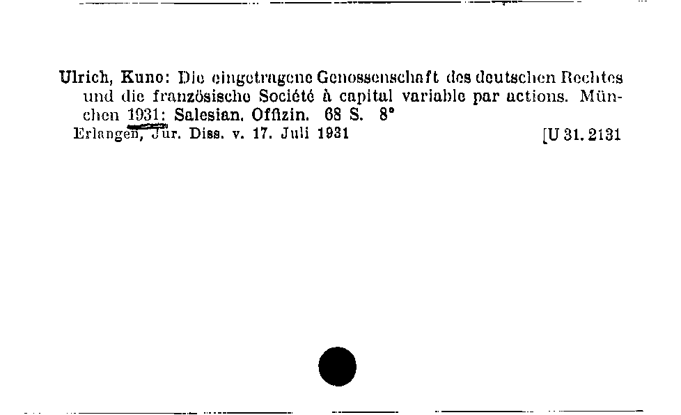 [Katalogkarte Dissertationenkatalog bis 1980]