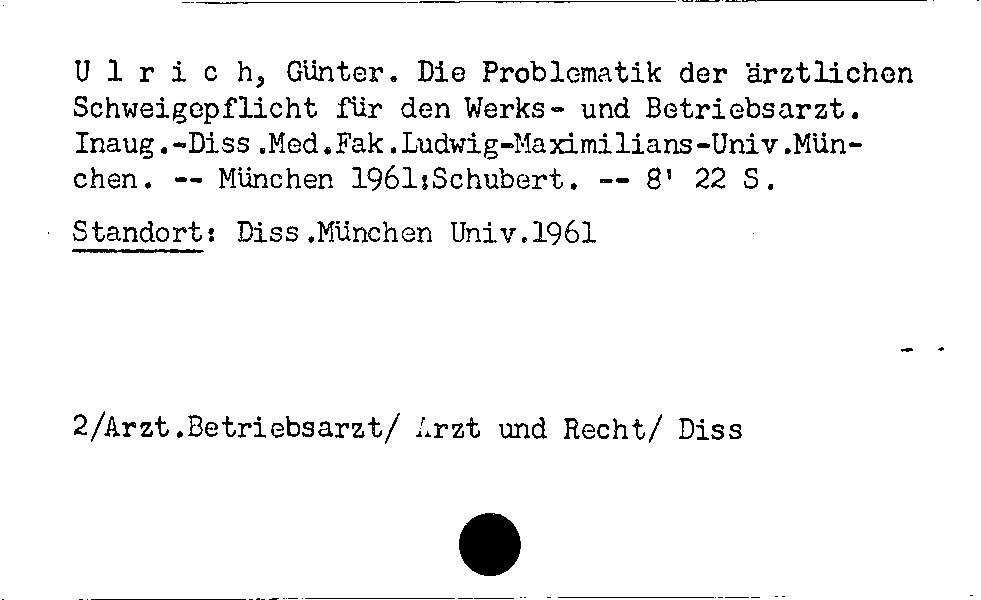 [Katalogkarte Dissertationenkatalog bis 1980]