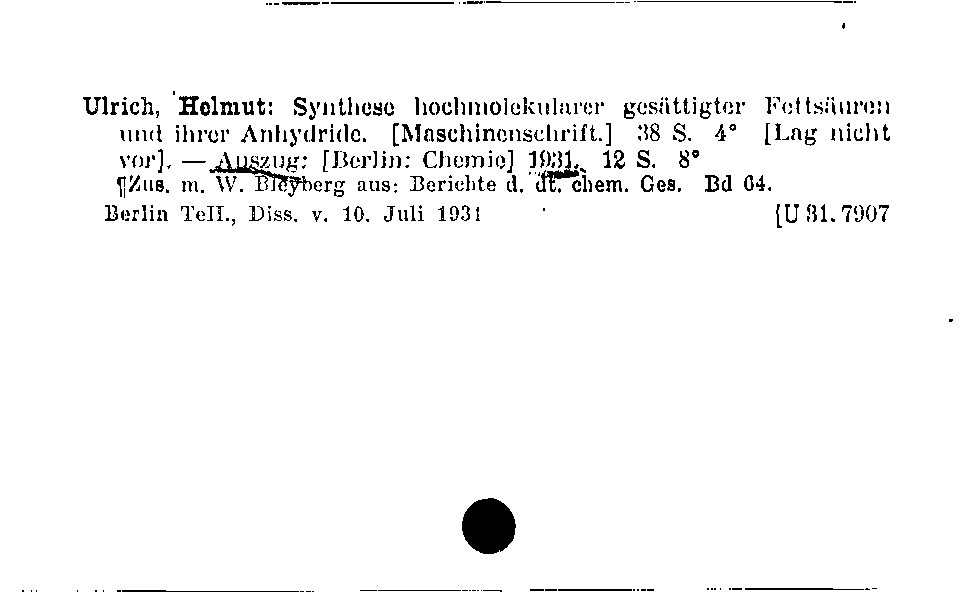 [Katalogkarte Dissertationenkatalog bis 1980]