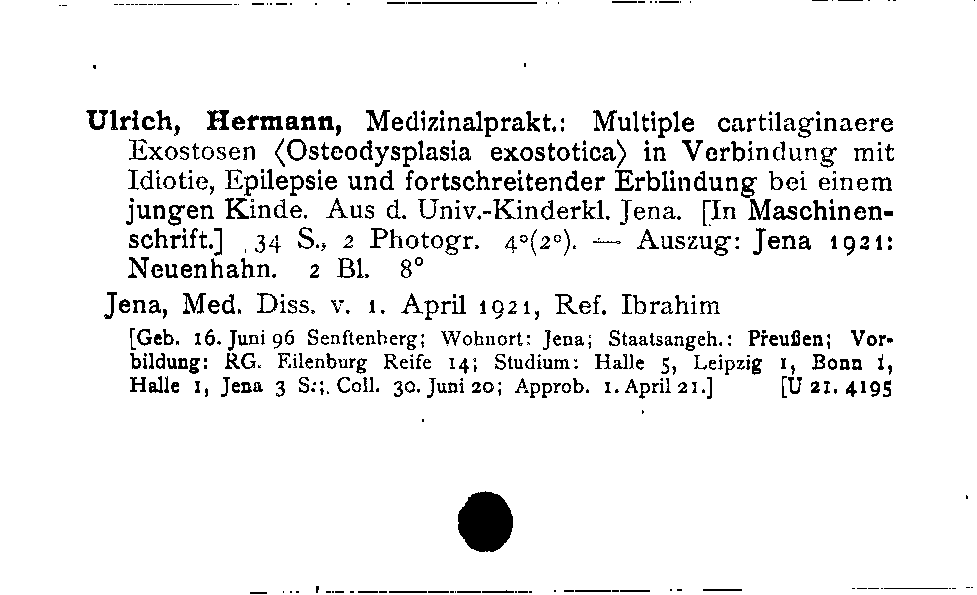 [Katalogkarte Dissertationenkatalog bis 1980]