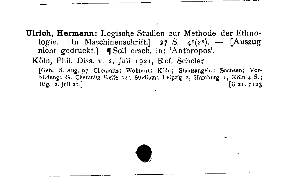 [Katalogkarte Dissertationenkatalog bis 1980]