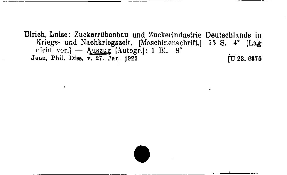 [Katalogkarte Dissertationenkatalog bis 1980]