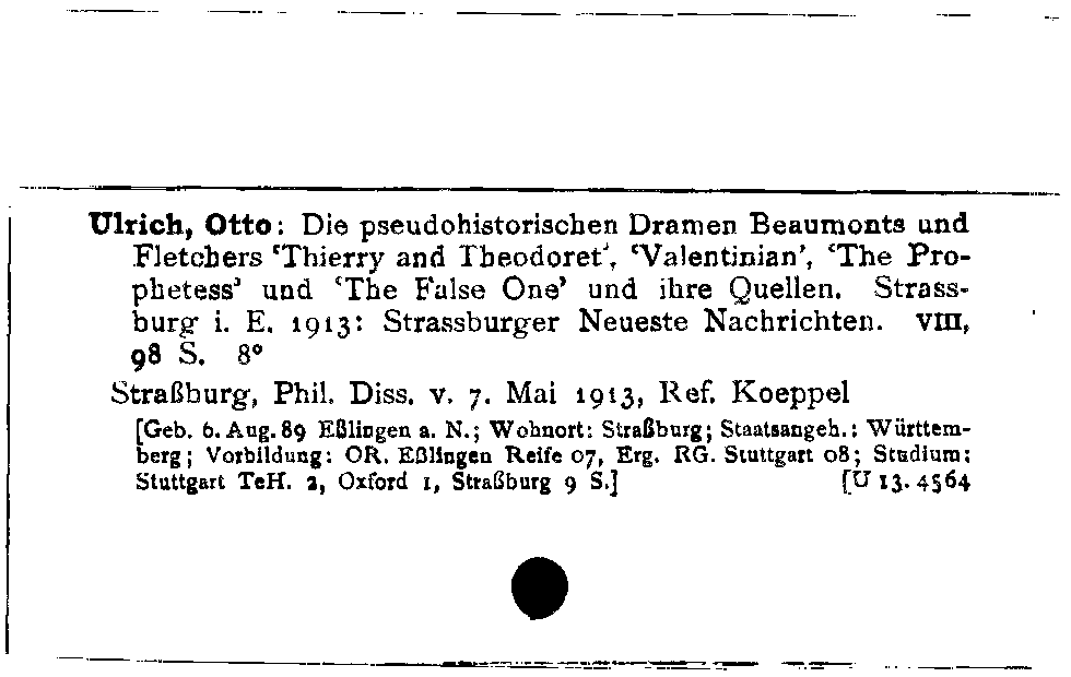 [Katalogkarte Dissertationenkatalog bis 1980]