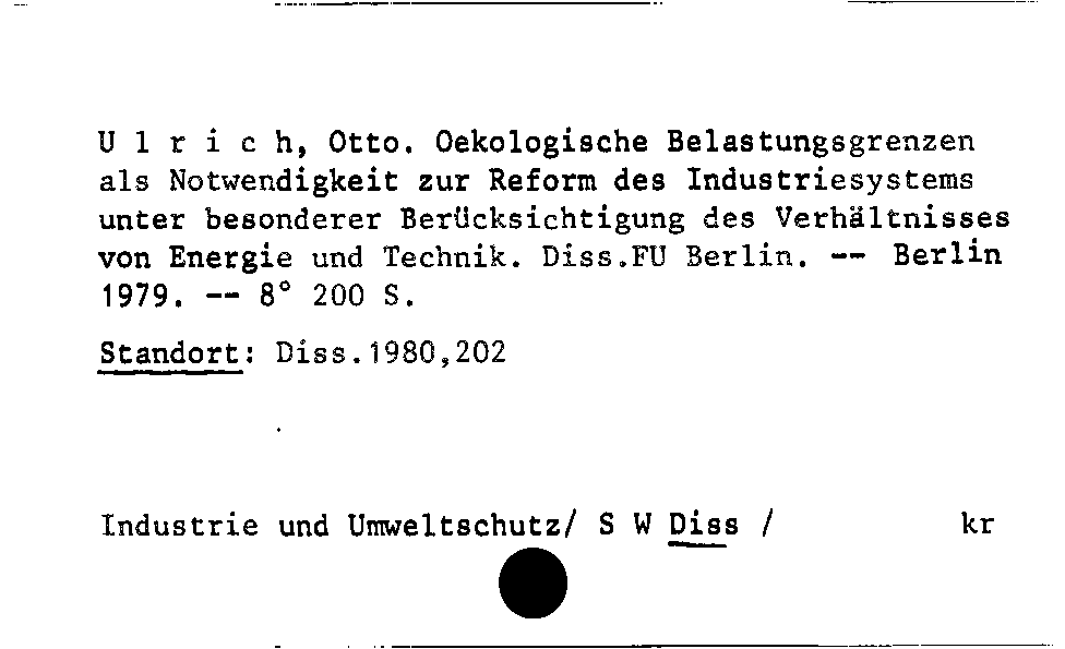 [Katalogkarte Dissertationenkatalog bis 1980]