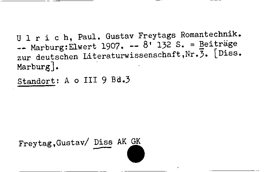 [Katalogkarte Dissertationenkatalog bis 1980]