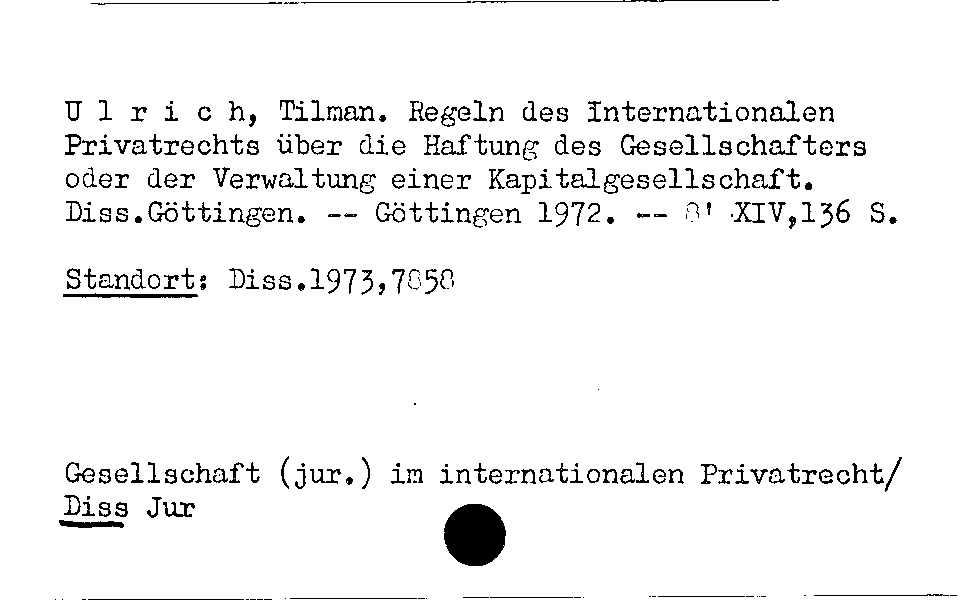 [Katalogkarte Dissertationenkatalog bis 1980]