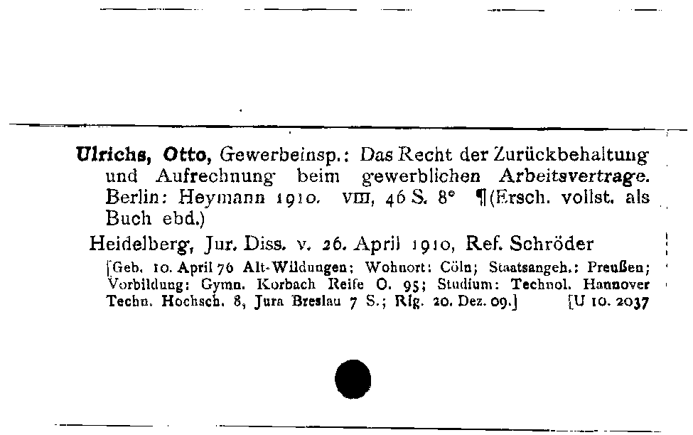 [Katalogkarte Dissertationenkatalog bis 1980]