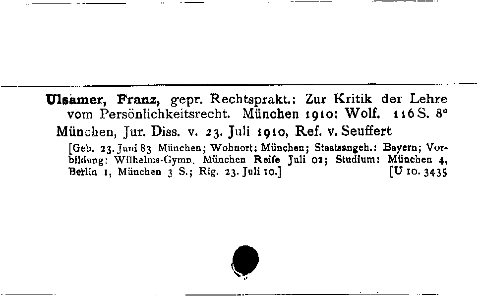 [Katalogkarte Dissertationenkatalog bis 1980]