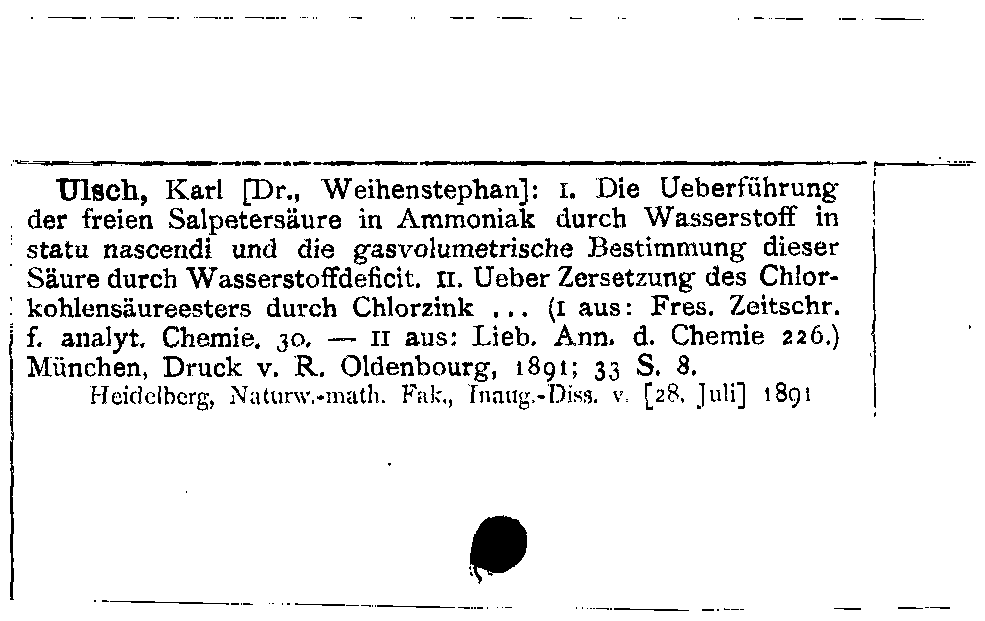 [Katalogkarte Dissertationenkatalog bis 1980]