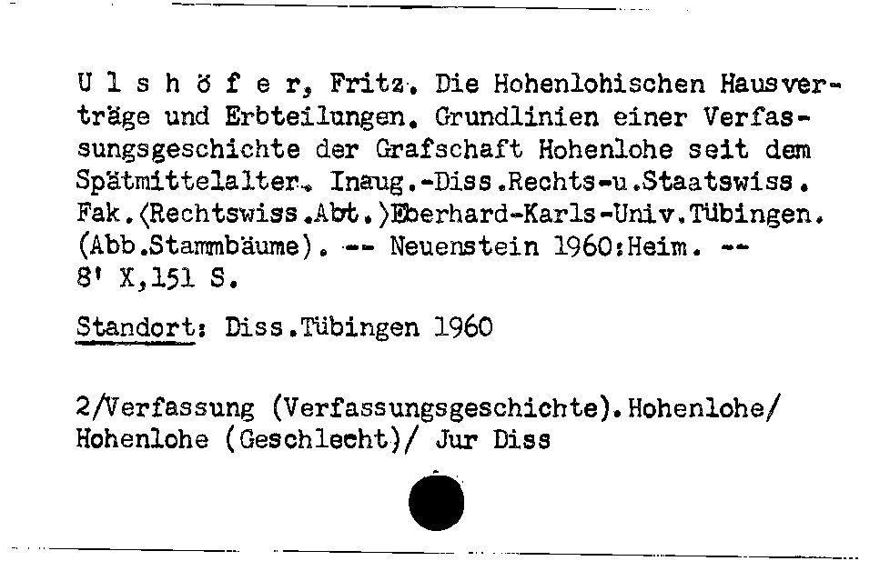 [Katalogkarte Dissertationenkatalog bis 1980]