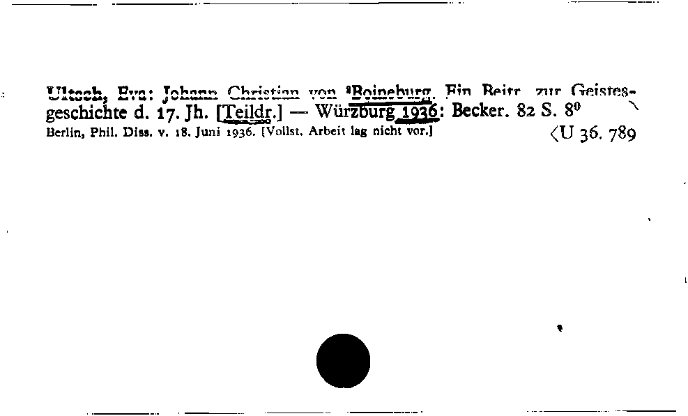 [Katalogkarte Dissertationenkatalog bis 1980]