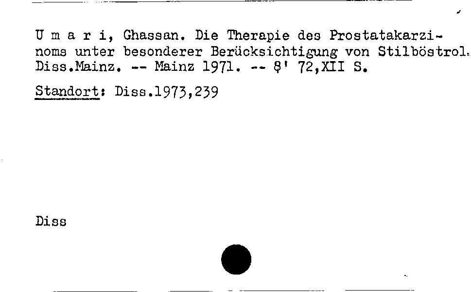 [Katalogkarte Dissertationenkatalog bis 1980]