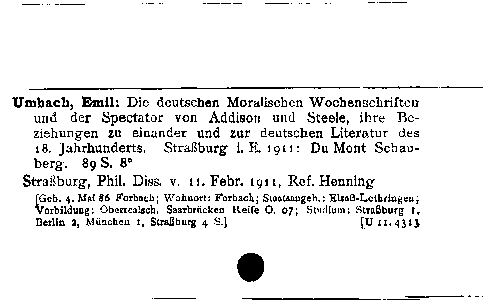 [Katalogkarte Dissertationenkatalog bis 1980]