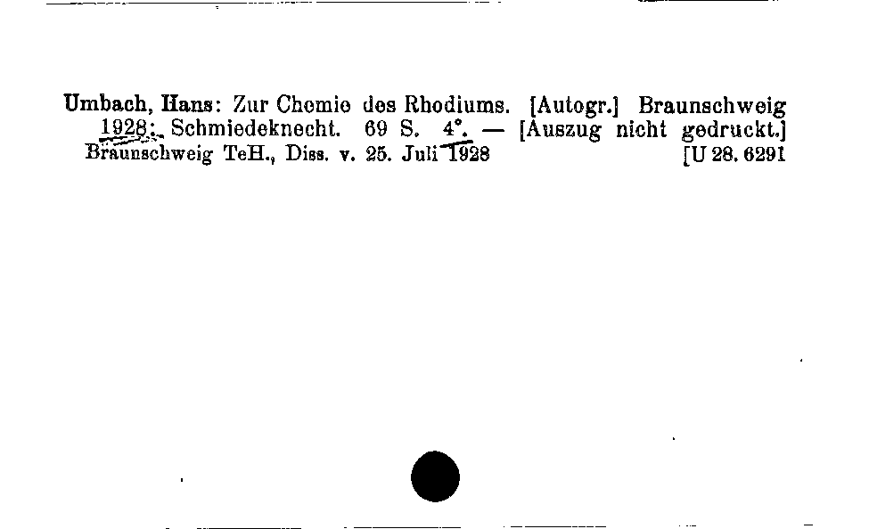 [Katalogkarte Dissertationenkatalog bis 1980]