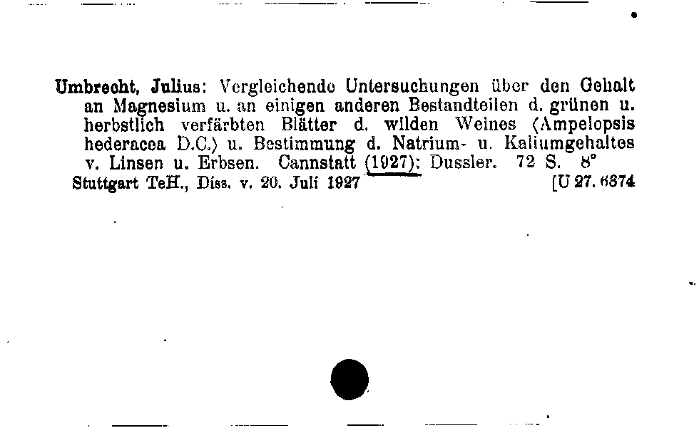 [Katalogkarte Dissertationenkatalog bis 1980]