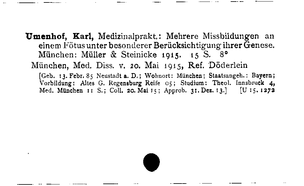 [Katalogkarte Dissertationenkatalog bis 1980]