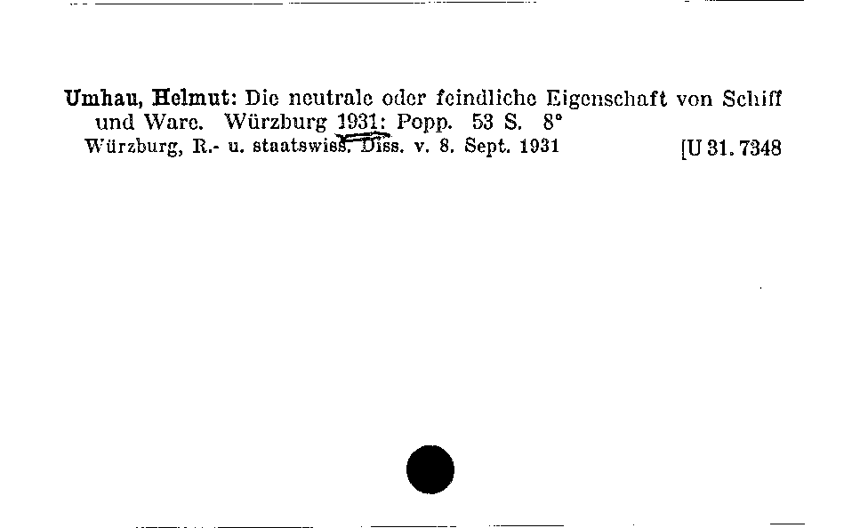 [Katalogkarte Dissertationenkatalog bis 1980]