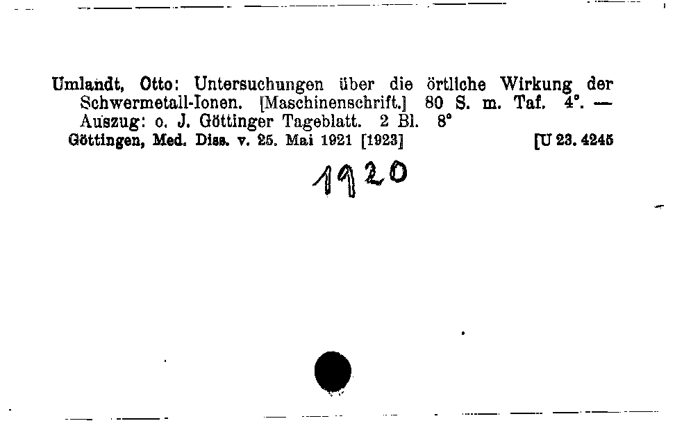 [Katalogkarte Dissertationenkatalog bis 1980]