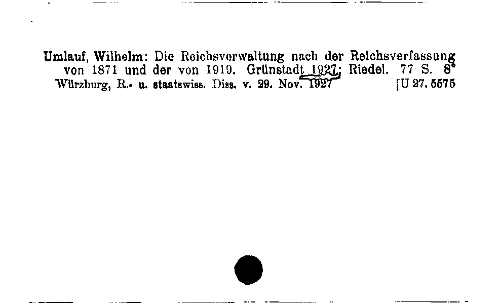 [Katalogkarte Dissertationenkatalog bis 1980]