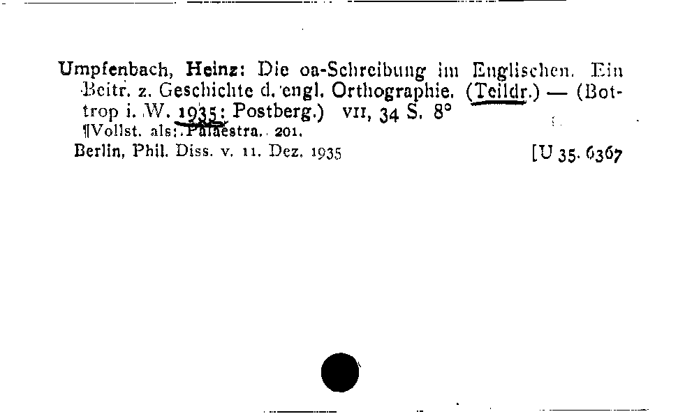 [Katalogkarte Dissertationenkatalog bis 1980]