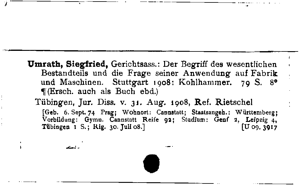 [Katalogkarte Dissertationenkatalog bis 1980]