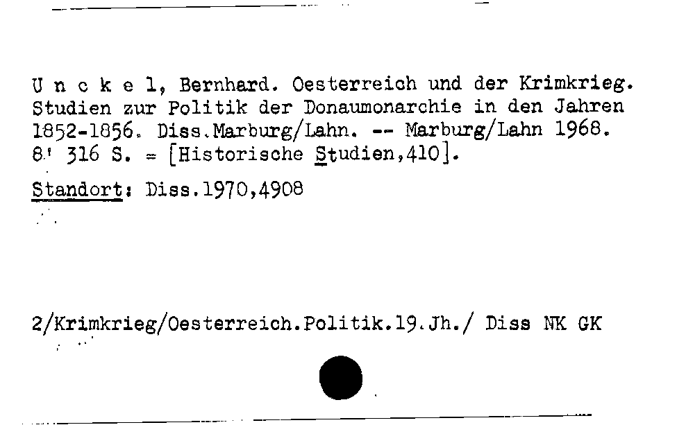 [Katalogkarte Dissertationenkatalog bis 1980]