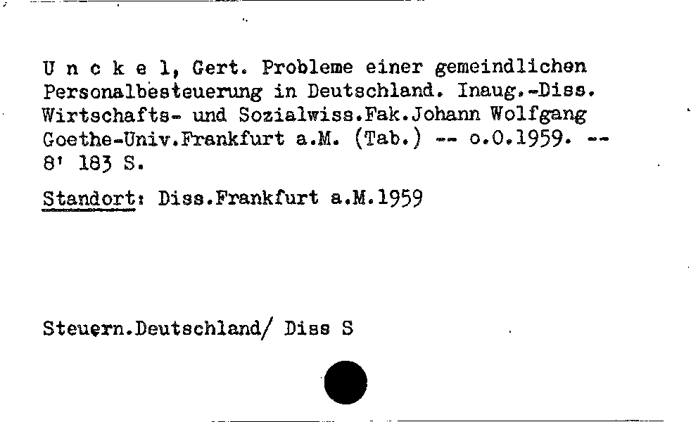 [Katalogkarte Dissertationenkatalog bis 1980]