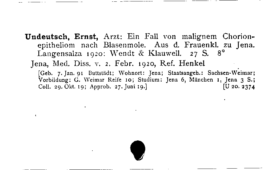 [Katalogkarte Dissertationenkatalog bis 1980]