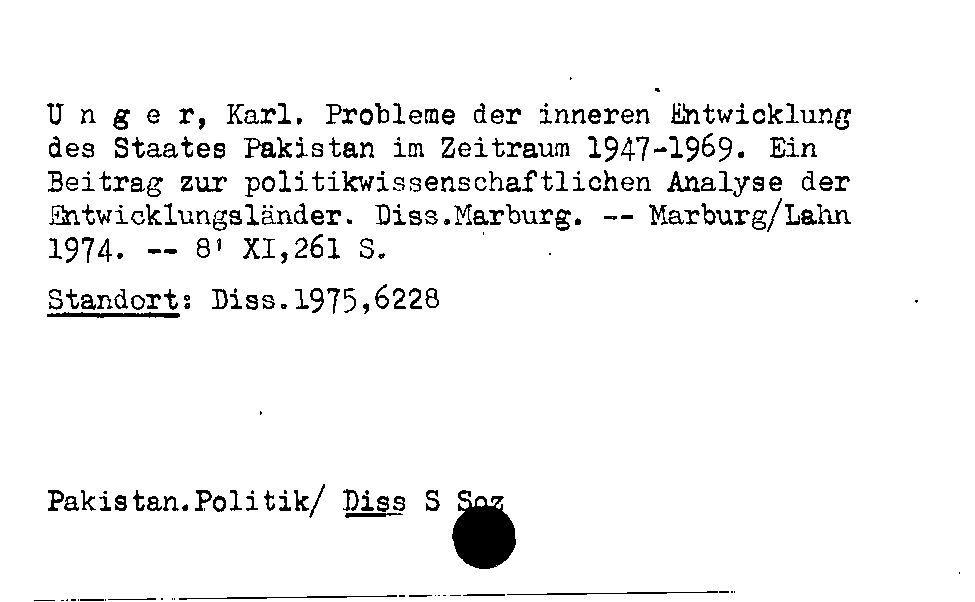 [Katalogkarte Dissertationenkatalog bis 1980]