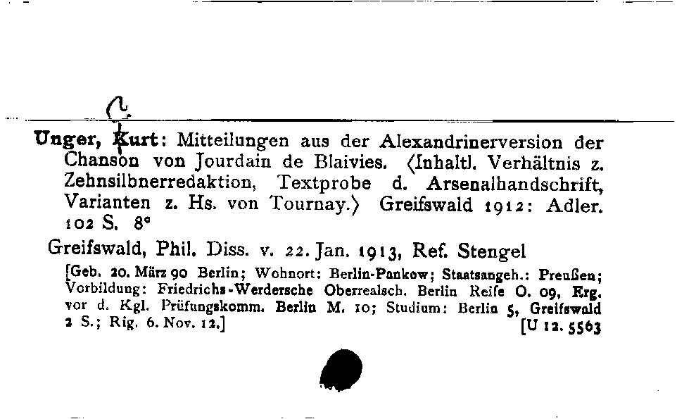 [Katalogkarte Dissertationenkatalog bis 1980]