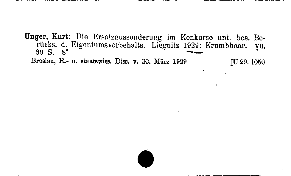 [Katalogkarte Dissertationenkatalog bis 1980]