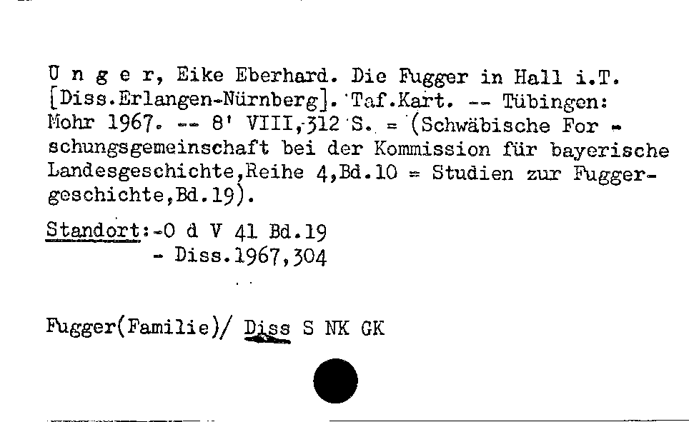 [Katalogkarte Dissertationenkatalog bis 1980]