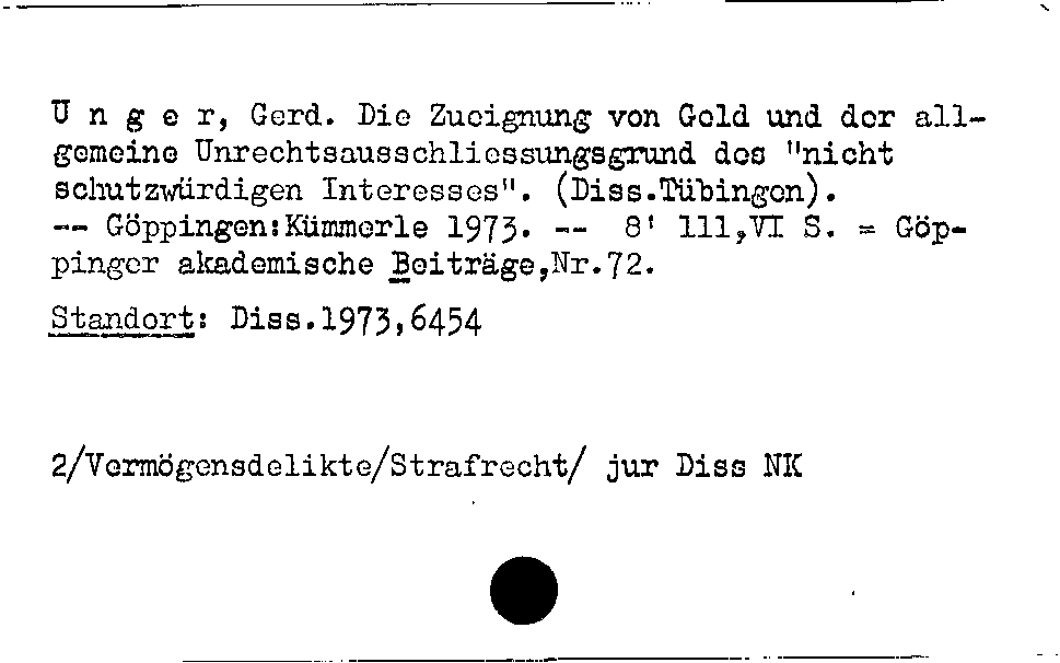 [Katalogkarte Dissertationenkatalog bis 1980]