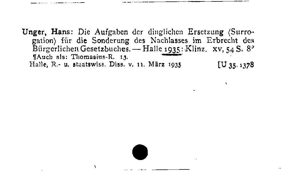 [Katalogkarte Dissertationenkatalog bis 1980]