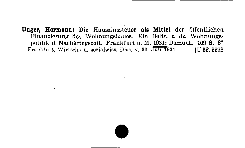 [Katalogkarte Dissertationenkatalog bis 1980]