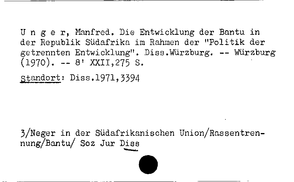 [Katalogkarte Dissertationenkatalog bis 1980]