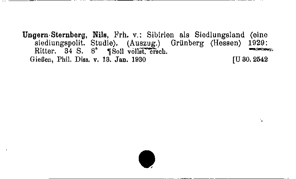 [Katalogkarte Dissertationenkatalog bis 1980]