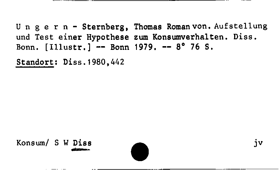 [Katalogkarte Dissertationenkatalog bis 1980]