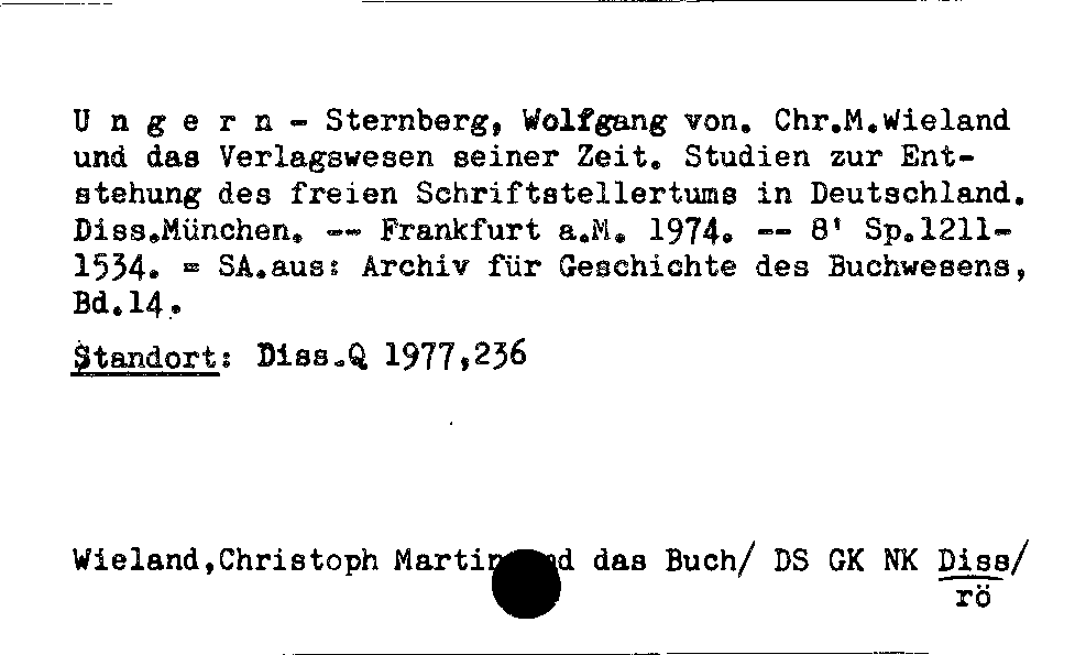 [Katalogkarte Dissertationenkatalog bis 1980]